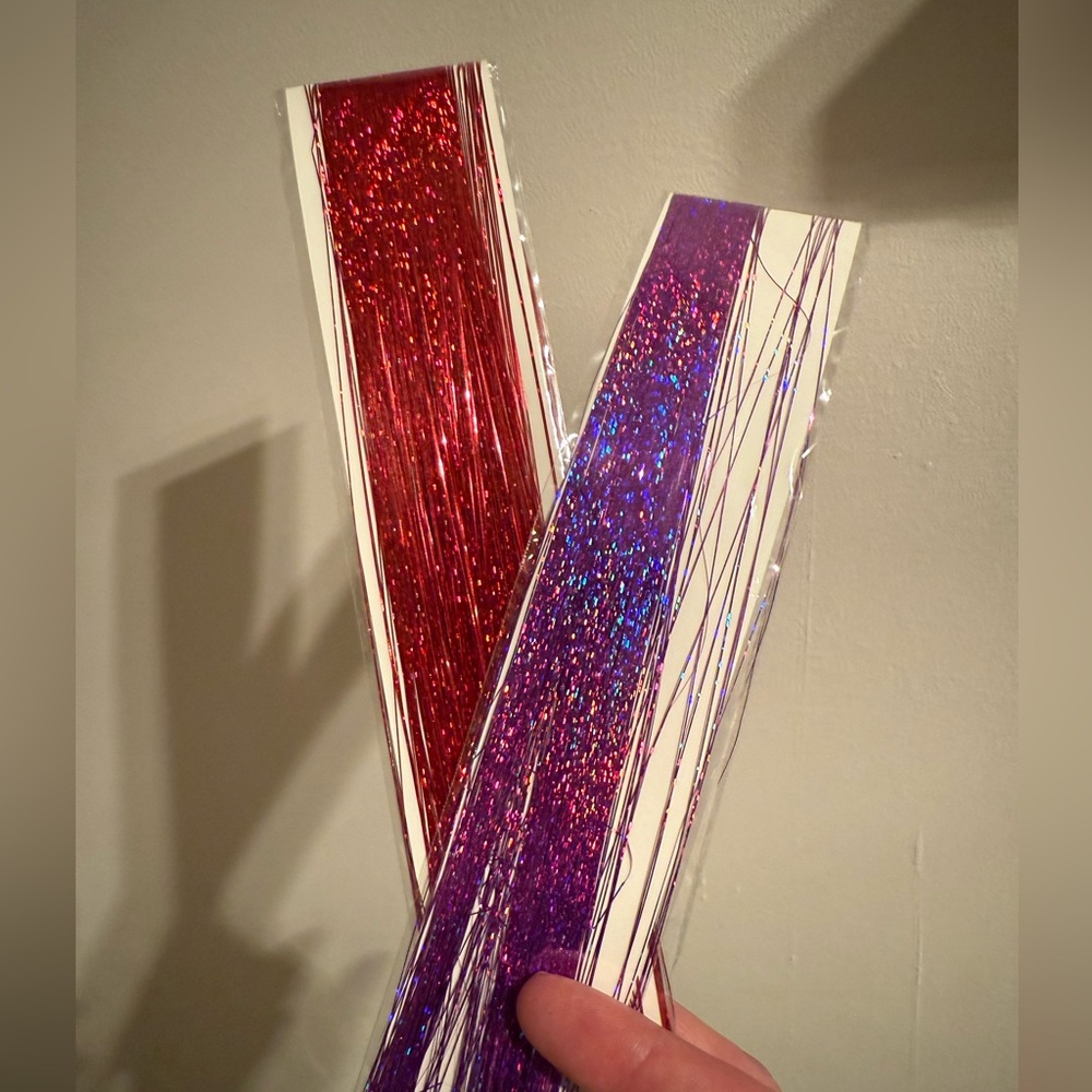 Shining crystal, Red and Purple Hair Tinsel All 3 NIB